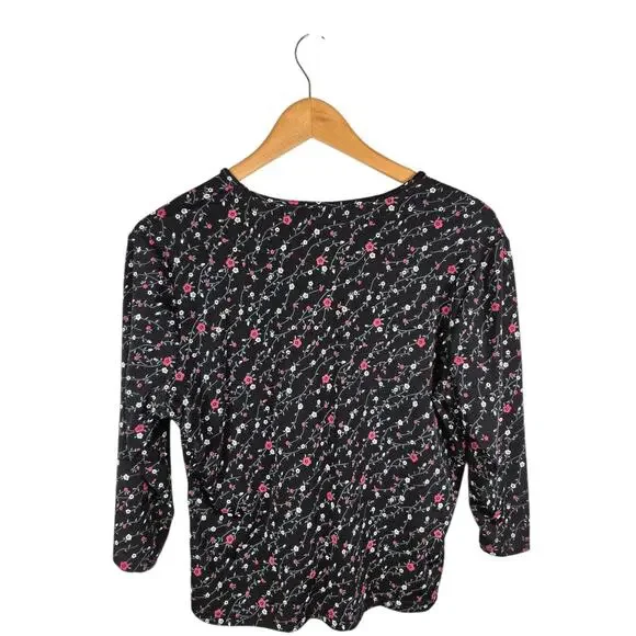 VTG NWT Briggs Petite Womens Floral Black Petite Large LP USA Fairy Whimsigoth - Picture 3 of 8